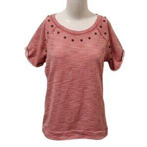 [A.N.A] Pink Beaded Neck Short Sleeve - Size M